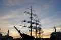 Murmansk, Russia-October 2010: the city of Murmansk. Ship in the port of Murmansk. The four-masted Sedov barque is a training Royalty Free Stock Photo