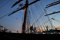 Murmansk, Russia-October 2010: the city of Murmansk. Ship in the port of Murmansk. The four-masted Sedov barque is a training Royalty Free Stock Photo