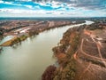 Murray River flowing through agricultural fields. Royalty Free Stock Photo