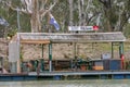 Murray River, South Australia - Jun 3 2006: Floating river bank hotel on the Murray River. Wineries and hotels are common