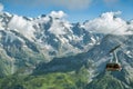 Cablecar full of tourists, approaching the top station in Birg Royalty Free Stock Photo