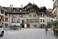 Murten, Switzerland: historic buildings and houses in the Main Street