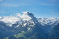 Murtschenstock above Walensee in the canton of Glarus. Fantastic view of the snow covered mountain. From Amden St.Gallen Royalty Free Stock Photo