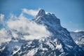 Murtschenstock above Walensee in the canton of Glarus. Fantastic view of the snow covered mountain. From Amden St.Gallen Royalty Free Stock Photo