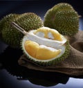 Fresh durian fruit on black background Royalty Free Stock Photo