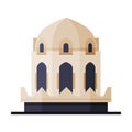 Muscat City Architecture Historical Building, Travel to Oman Concept, Famous Landmark Flat Vector Illustration