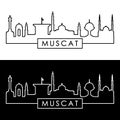 Muscat city skyline. Linear style.