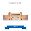 Muscat Gate Oman vector flat attraction travel landmark