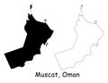 Muscat, Oman. Detailed Country Map with Location Pin on Capital City.