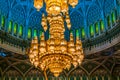 MUSCAT, OMAN, NOVEMBER 1, 2016: Chandelier of the Sultan Qaboos Grand Mosque in Muscat, Oman