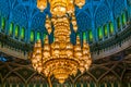 MUSCAT, OMAN, NOVEMBER 1, 2016: Chandelier of the Sultan Qaboos Grand Mosque in Muscat, Oman...IMAGE