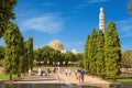 Gardens of the Grand Mosque of Muscat Oman and tourists and faithful