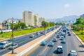 MUSCAT, OMAN, NOVEMBER 1, 2016: Traffic on the sultan Qaboos street in Muscat, Oman