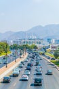 MUSCAT, OMAN, NOVEMBER 1, 2016: Traffic on the sultan Qaboos street in Muscat, Oman