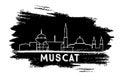 Muscat Oman Skyline Silhouette. Hand Drawn Sketch.