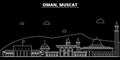Muscat silhouette skyline. Oman - Muscat vector city, omani linear architecture, buildings. Muscat line travel