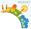 Muscat Skyline with Color Buildings, Blue Sky and Copy Space.