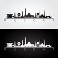 Muscat skyline and landmarks silhouette