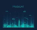Muscat skyline trendy vector illustration linear