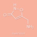 Muscimol agarin, pantherine molecule. Main psychoactive component of fly agaric Amanita muscaria. Skeletal formula.