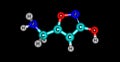 Muscimol molecular structure isolated on black