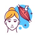 Muscle ache color line icon. Flu symptom. Type of pain is usually localized, affecting just a few muscles. Pictogram for web page Royalty Free Stock Photo