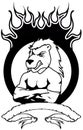 Muscle angry lion cartoon crest coat of arms shield tattoo