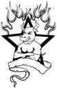 Muscle angry bull cartoon crest coat of arms shield tattoo