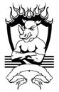 Muscle angry rhino cartoon crest coat of arms shield tattoo