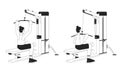 Muscle building with lat pulldown machine bw vector spot illustration