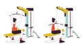 Muscle building with lat pulldown machine flat line vector spot illustration