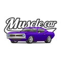 Muscle car cartoon classic vector poster t-shirt print Royalty Free Stock Photo