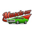 Muscle car cartoon classic vector poster t-shirt print Royalty Free Stock Photo