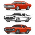 Muscle car cartoon classic vector poster t-shirt print