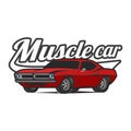 Muscle car cartoon classic vector poster t-shirt print Royalty Free Stock Photo