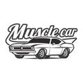 Muscle car cartoon classic vector poster t-shirt print Royalty Free Stock Photo