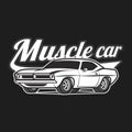 Muscle car cartoon classic vector poster t-shirt print Royalty Free Stock Photo