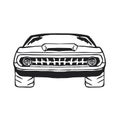 Muscle car hand Drawn on white. Vector Royalty Free Stock Photo
