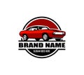 Muscle Car Logo Design. This logo is suitable for an old style or classic car workshop, workshop, workshop, car repair shop Royalty Free Stock Photo