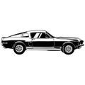 Muscle car - Old USA Classic Car, 1960s, Muscle car Stencil - Vector Clip Art for tshirt and emblem