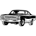 Muscle car - Old USA Classic Car, 1960s, Muscle car Stencil - Vector Clip Art for tshirt and emblem