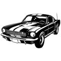 Muscle car - Old USA Classic Car, 1960s, Muscle car Stencil - Vector Clip Art for tshirt and emblem