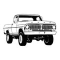 Muscle car - Old USA Classic Car, 1970s, Muscle car Stencil - Vector Clip Art for tshirt and emblem