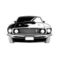 Muscle car - Old USA Classic Car, 1960s, Muscle car Stencil - Vector Clip Art for tshirt and emblem