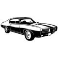 Muscle car - Old USA Classic Car, 1960s, Muscle car Stencil - Vector Clip Art for tshirt and emblem