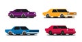Muscle car set. Flat styled vector illustration Royalty Free Stock Photo
