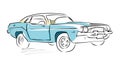 Muscle Car Sketch, Vector Drawing