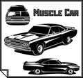 Muscle car vector poster monochrome Royalty Free Stock Photo