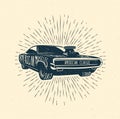 Muscle car, Vintage styled vector illustration.