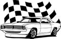 Muscle cars line art. Automotive vector illustration. Vintage sports car design for label, badge, advertisement or sign. Royalty Free Stock Photo